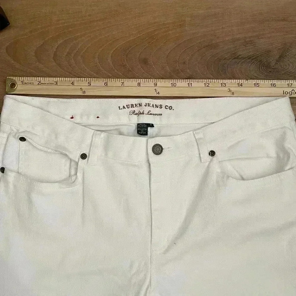 Ralph Lauren Jeans White Jeans White Label Size 12 Wide Leg Vintage LRL Jeans Co - Picture 5 of 8